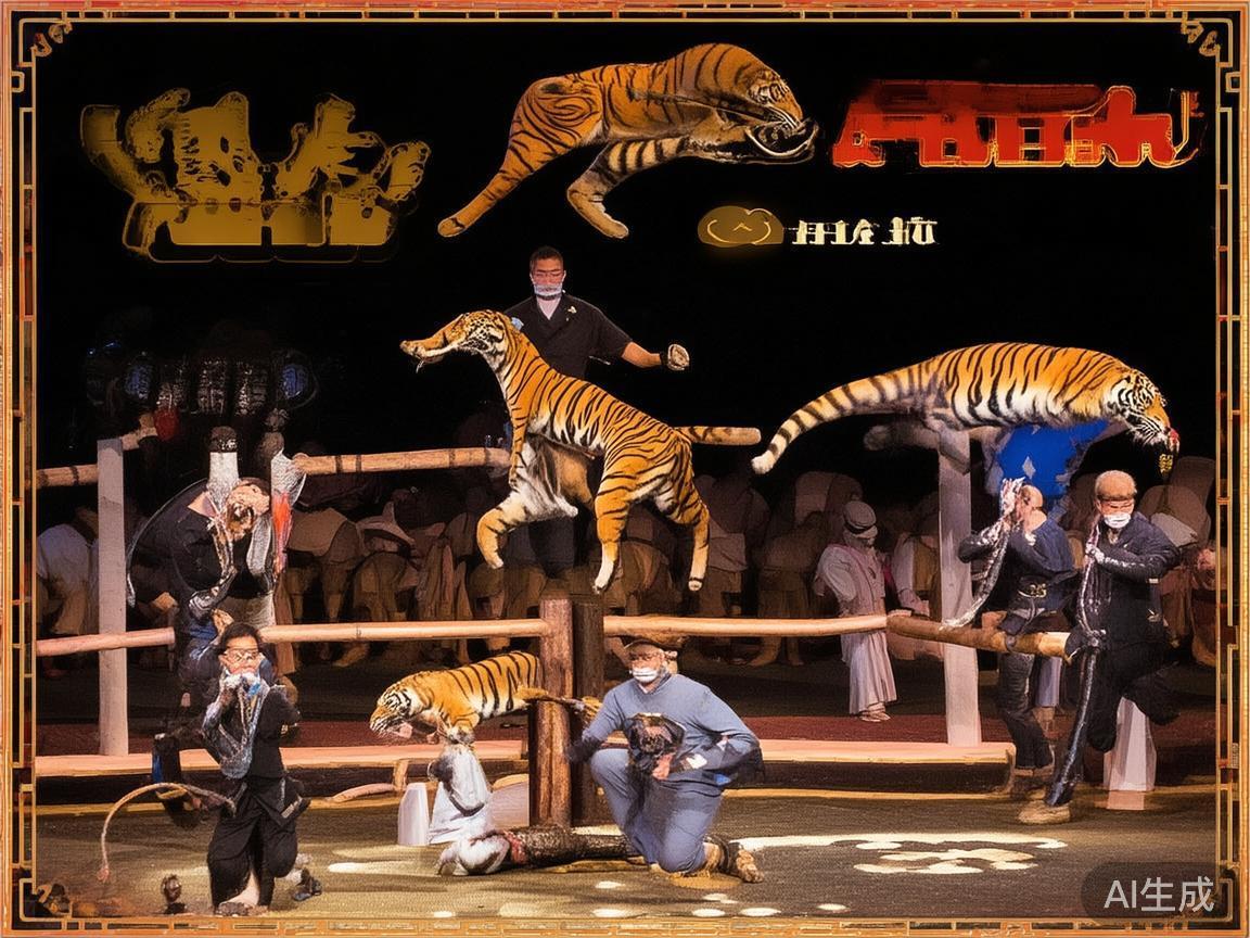 在澳门皇家赌场的四虎表演中，动物训练师的专业水平令